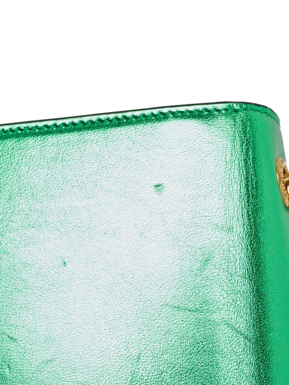 Pre-owned Saint Laurent Leather Wallet On Chain In Green