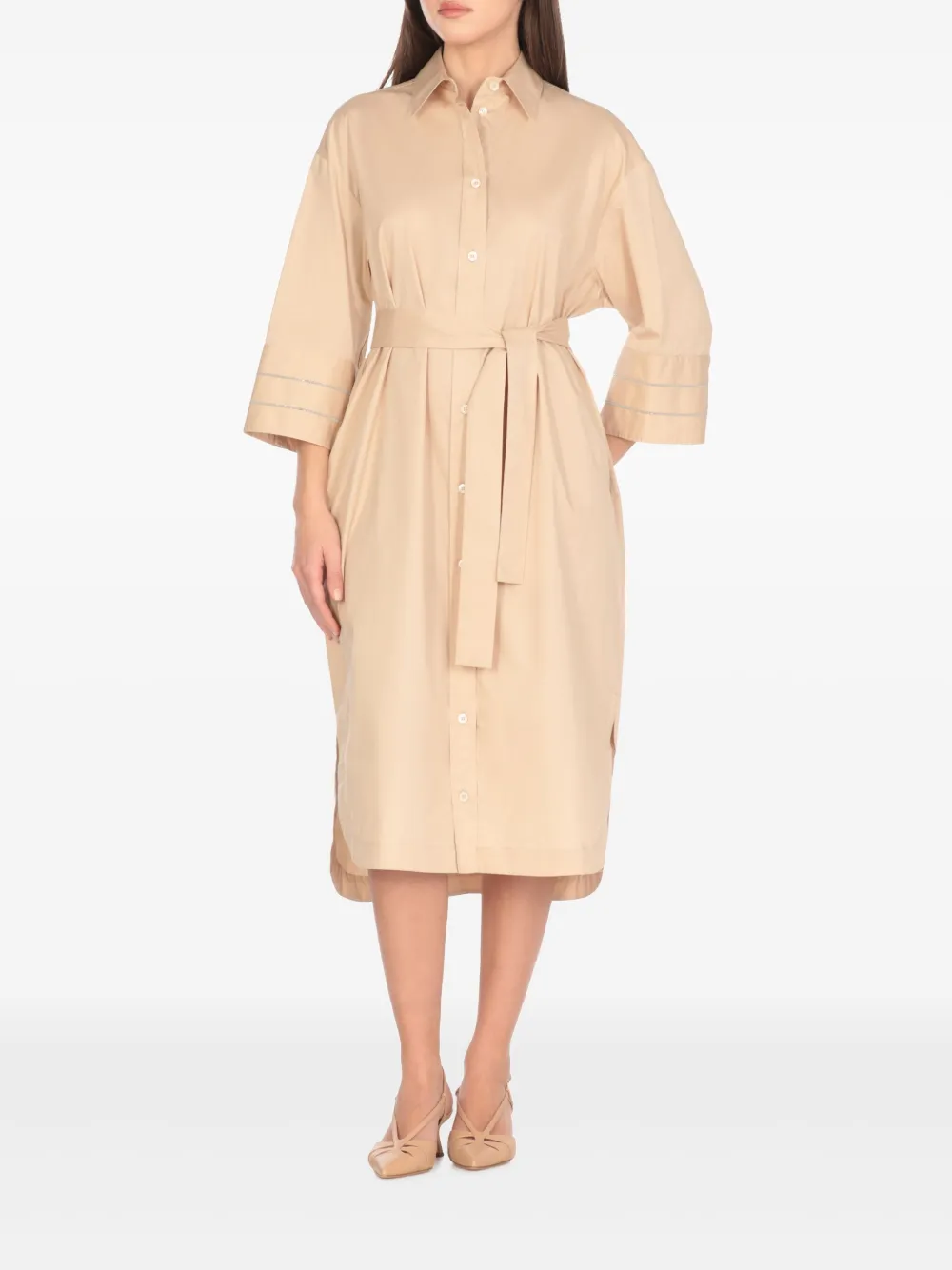 Peserico Midi-jurk met kralendetail - Beige