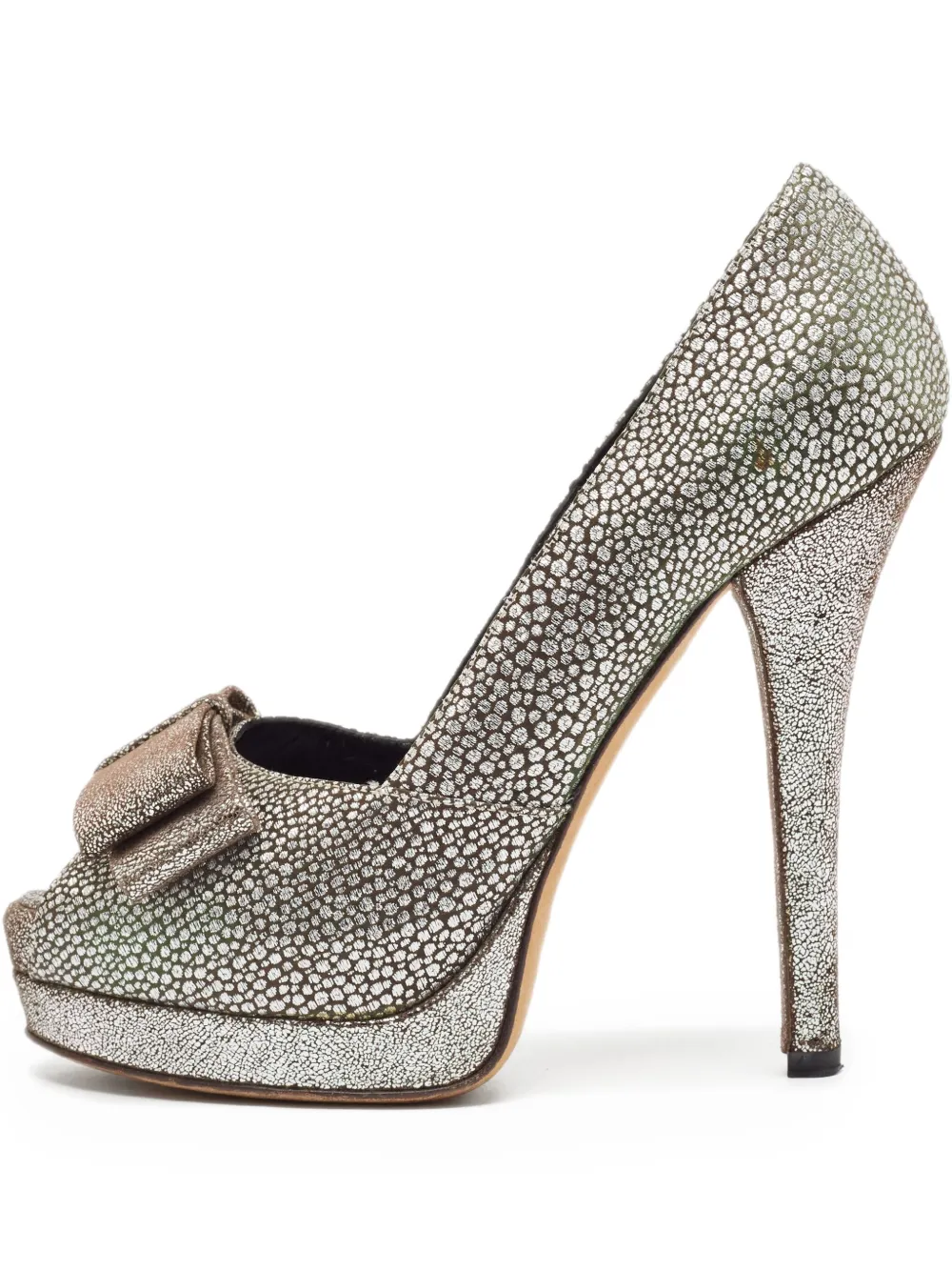 Fendi Pre-Owned 145mm Brocade leather heeled pumps | Silver | Image 1