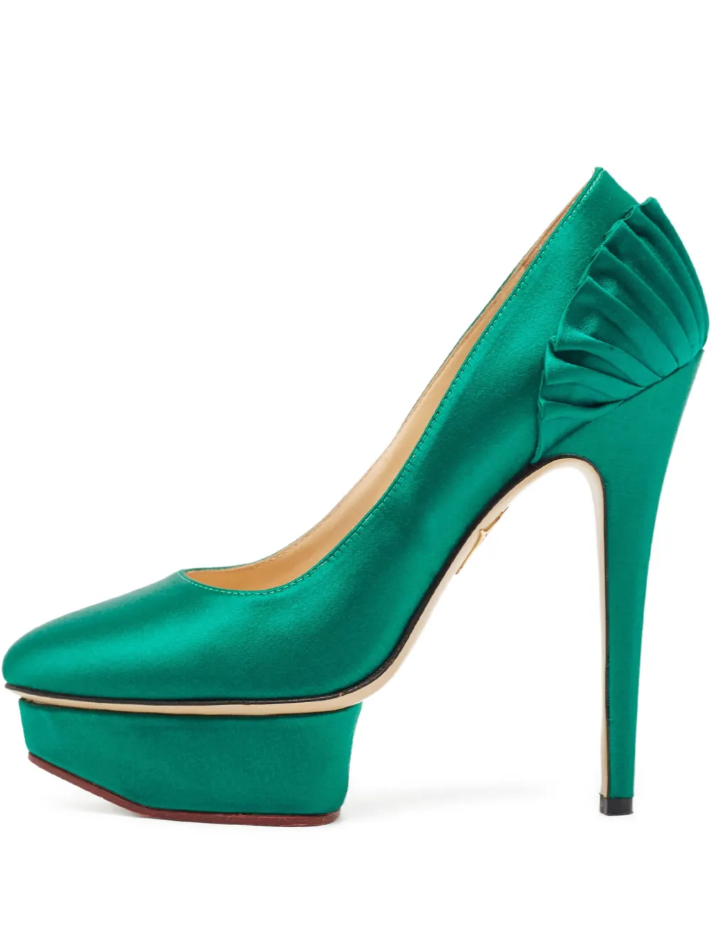Pre-owned Charlotte Olympia  140mm Satin Platform Pumps