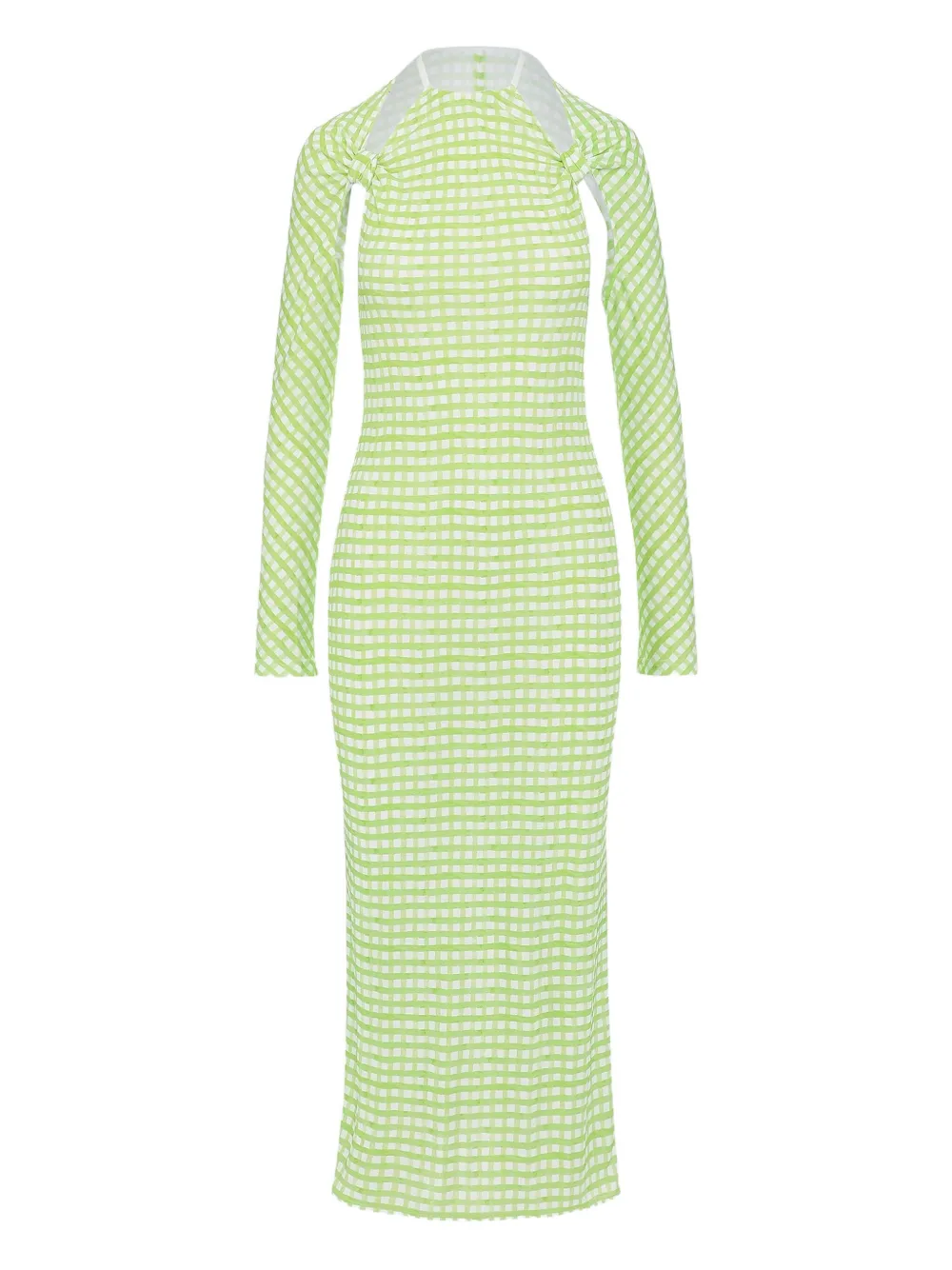 Jacquemus Pre-Owned Abito midi a quadri - Verde