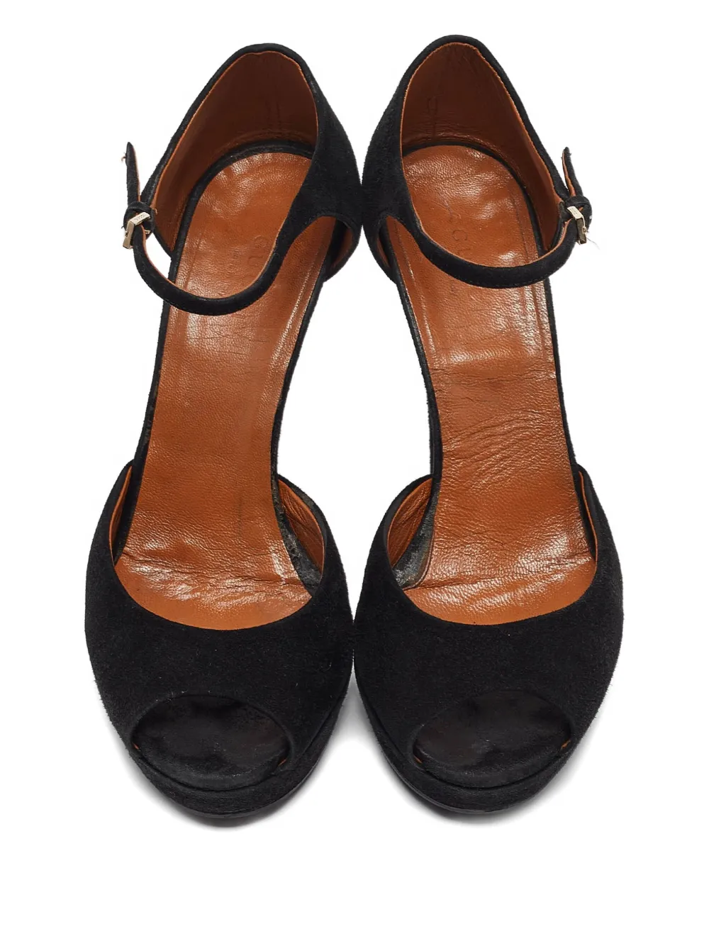 Pre-owned Gucci 120mm Leather Heeled Sandals In Black