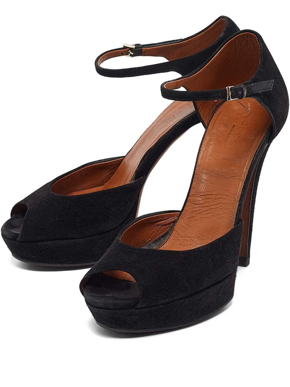 Pre-owned Gucci 120mm Leather Heeled Sandals In Black