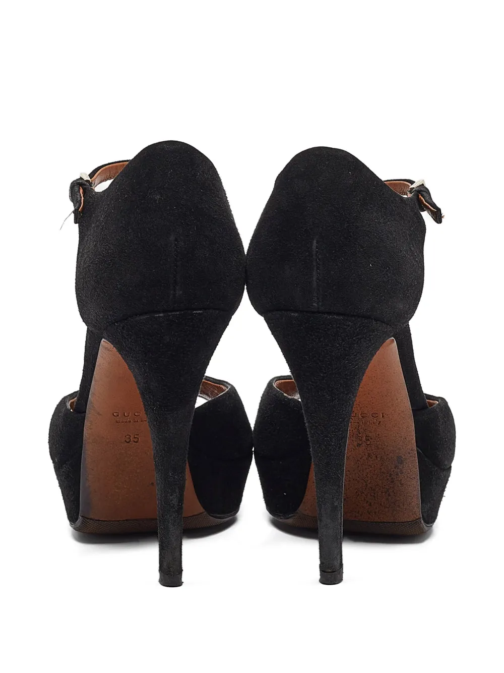 Pre-owned Gucci 120mm Leather Heeled Sandals In Black