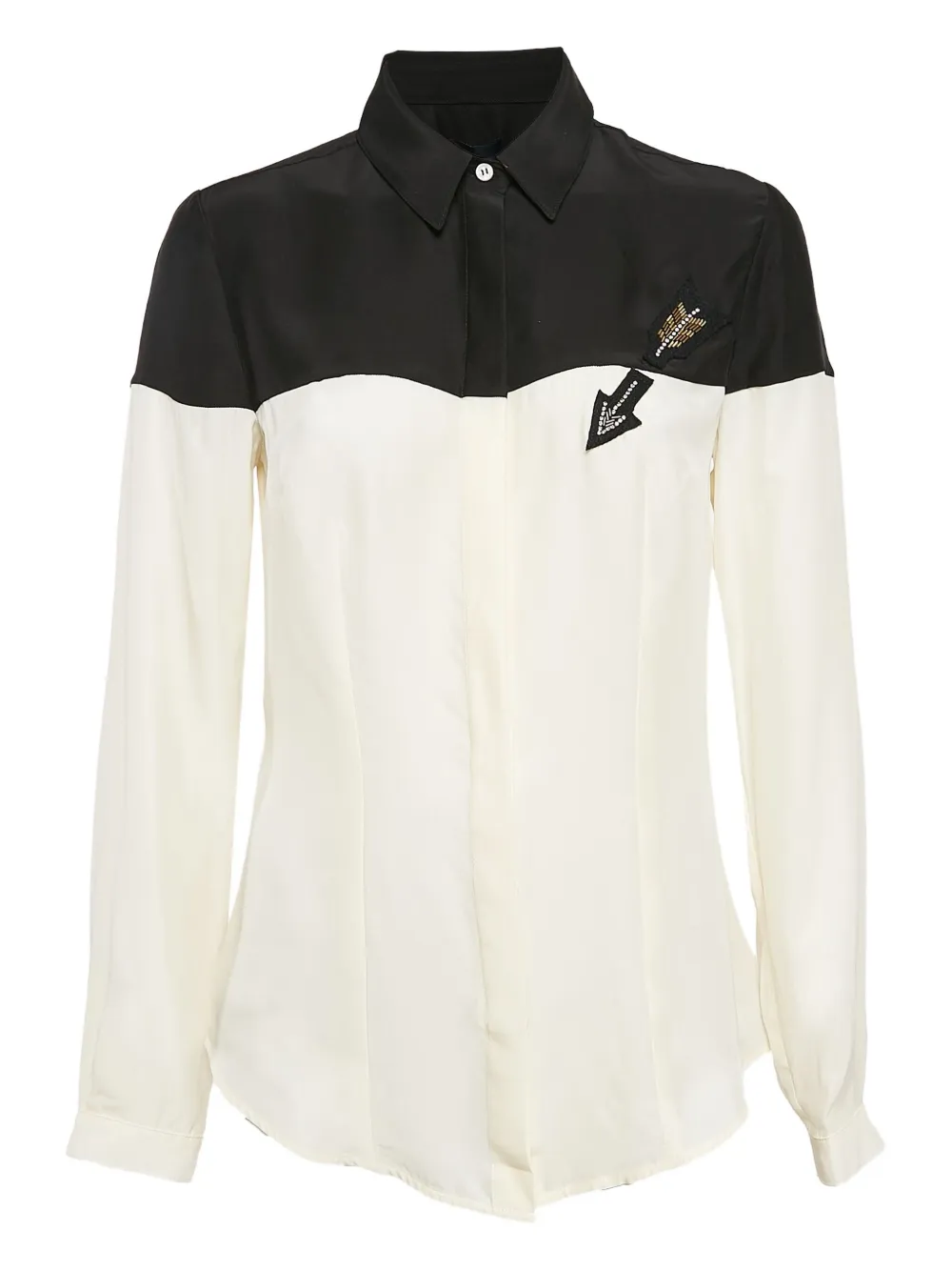 arrow-detail two-tone shirt
