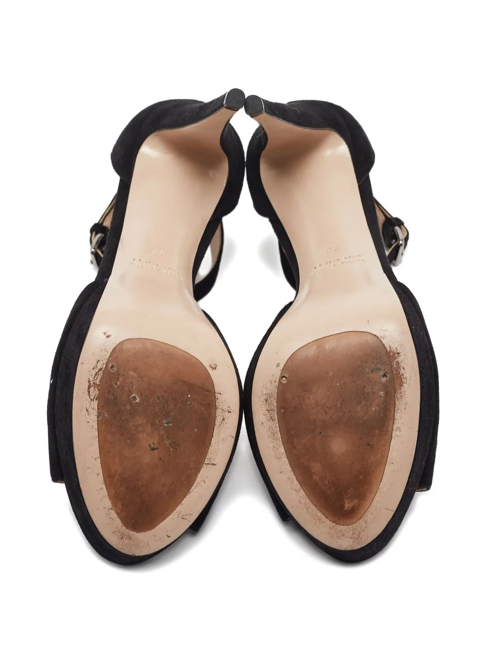 Pre-owned Miu Miu 130mm Leather Heeled Sandals In Black