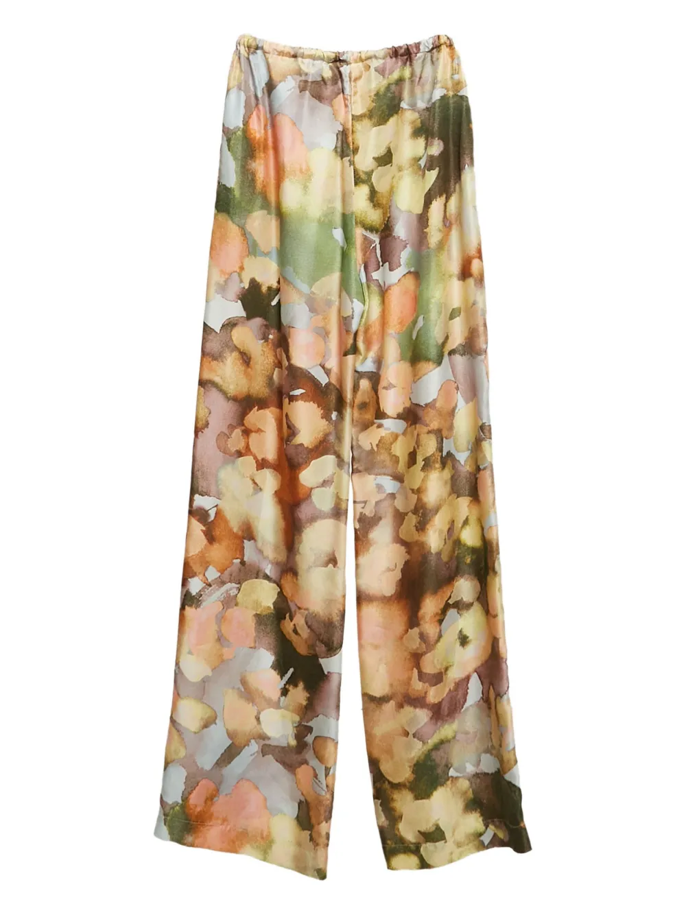 Pre-owned Nanushka Floral-print Wide-leg Trousers In Yellow