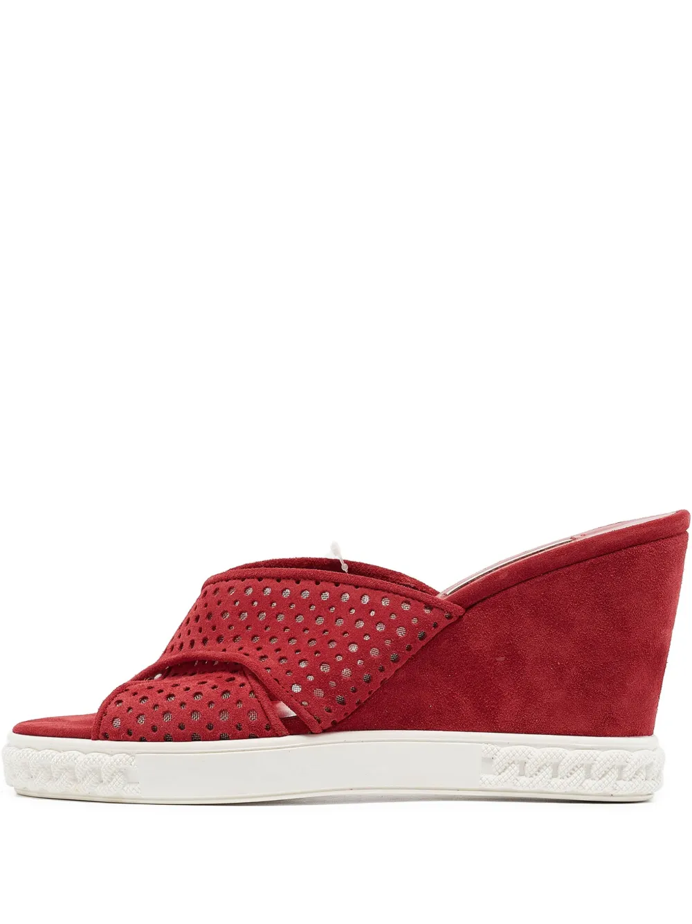 Casadei Vintage Pre-Owned 100mm suede wedge sandals | Red | Image 1