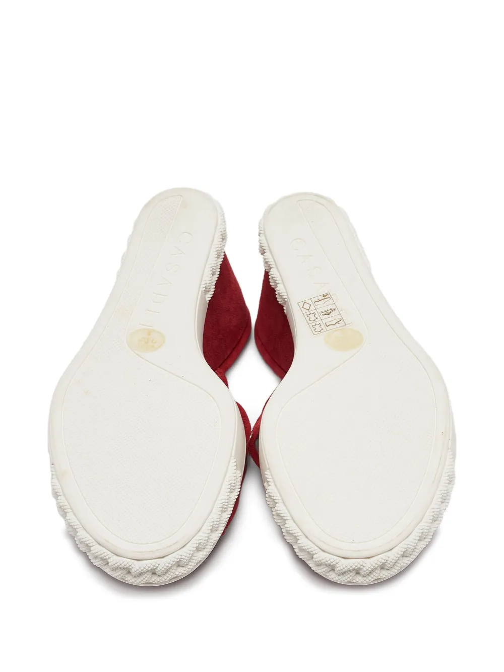 Pre-owned Casadei Vintage  100mm Suede Wedge Sandals In Red