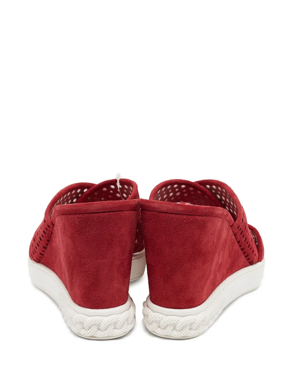 Pre-owned Casadei Vintage  100mm Suede Wedge Sandals In Red