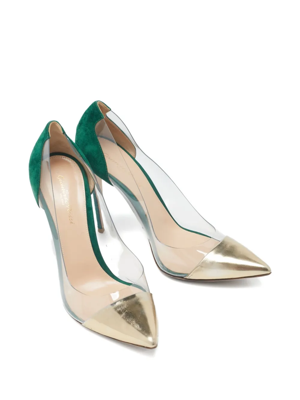 Gianvito Rossi Plexi pumps met puntige neus en hak - Goud