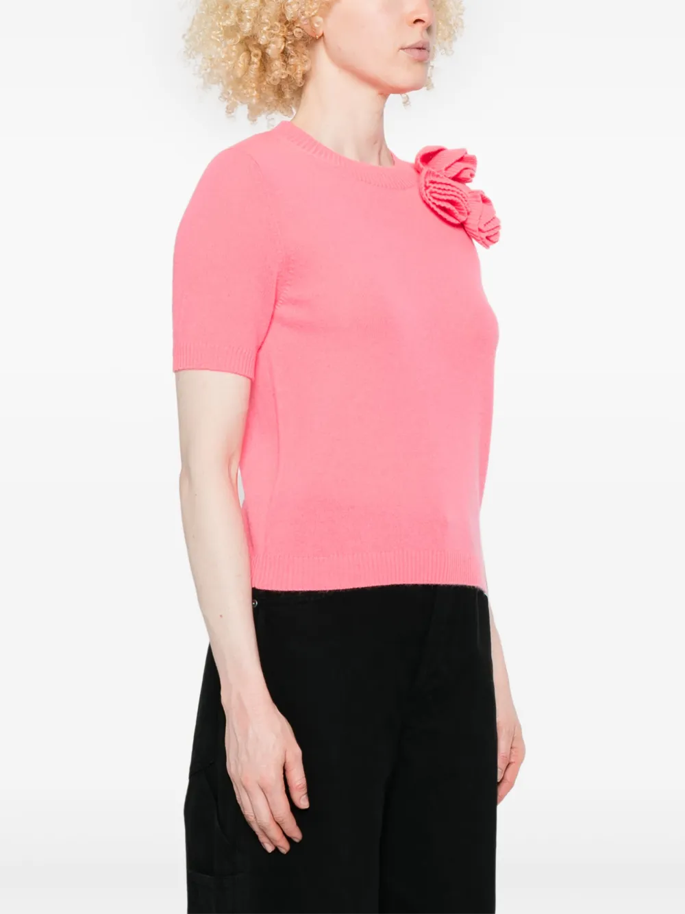 Allude Top met bloemdetail Roze