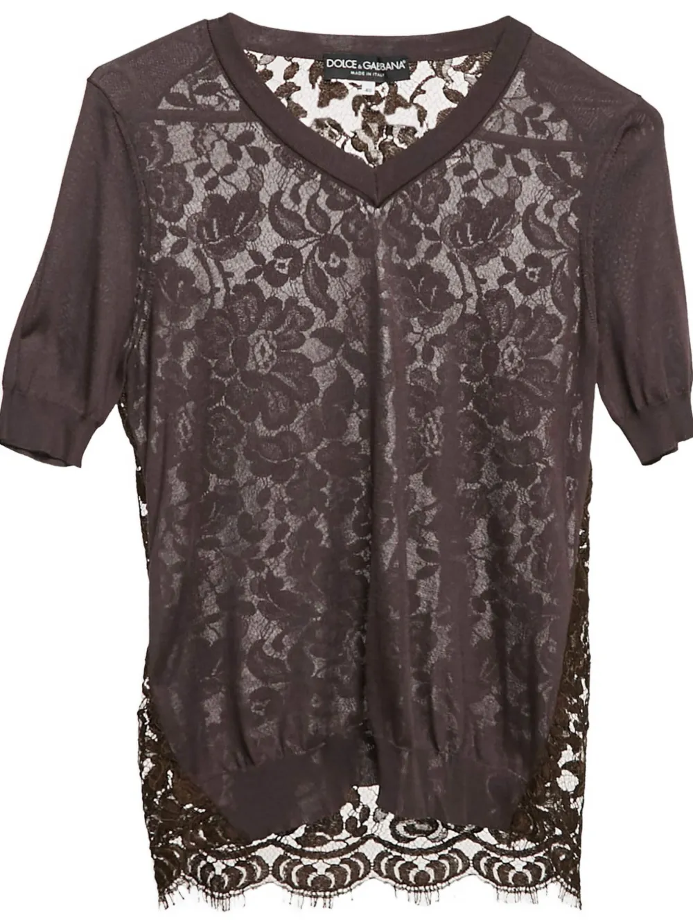 Pre-owned Dolce & Gabbana V-neck Top In Brown