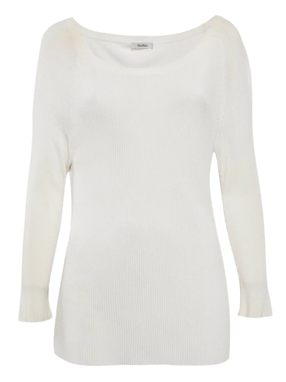 Max Mara Gerippter Pullover mit U-Boot-Ausschnitt | Weiß | Image 1