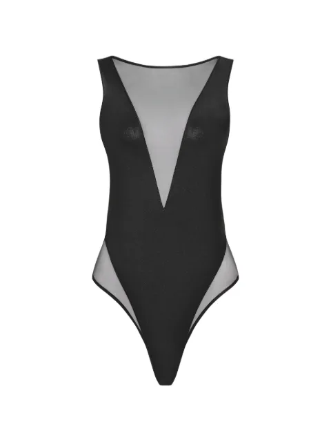 Maison Close Minuit sheer V-neck swimsuit