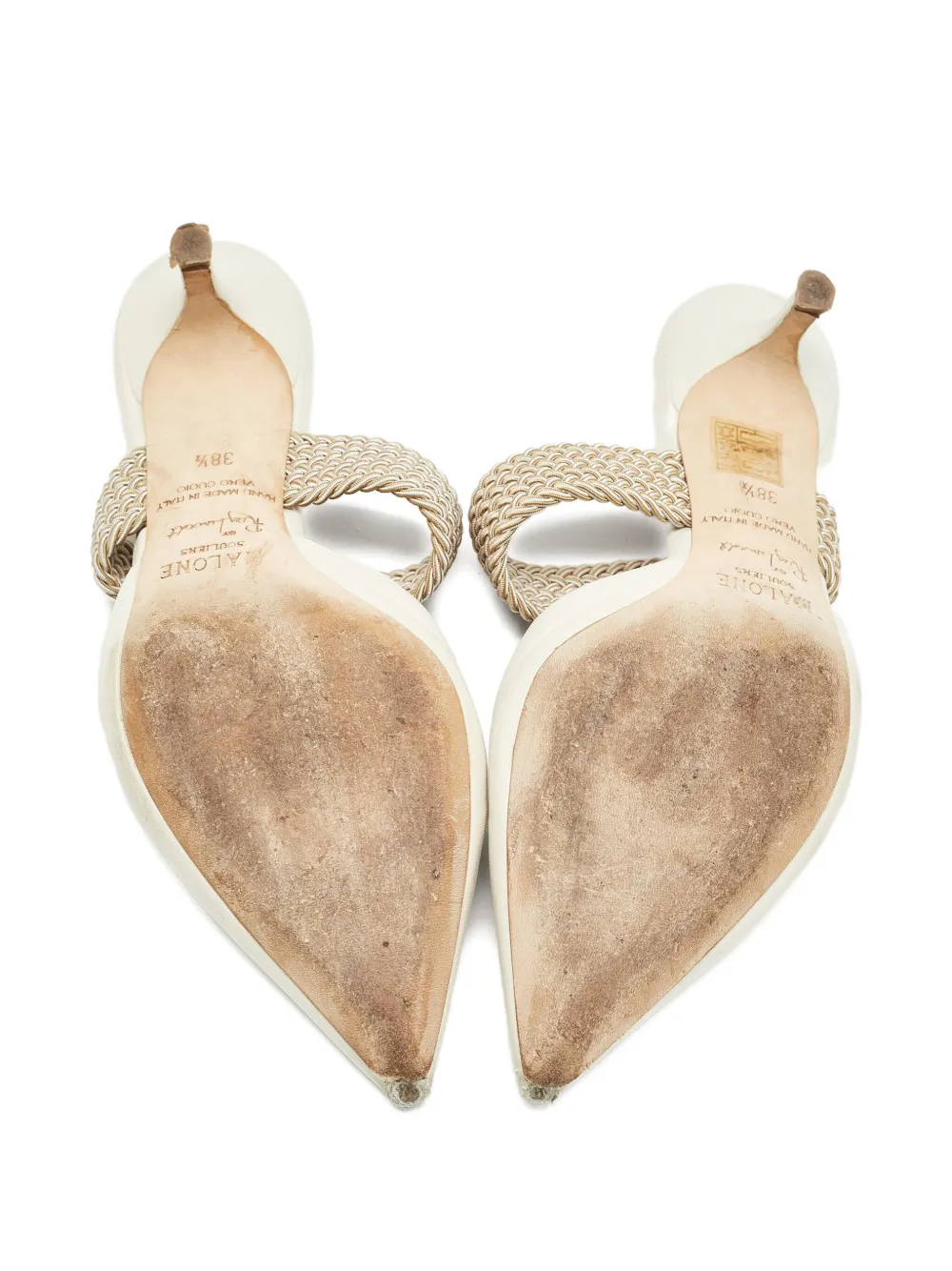 Pre-owned Malone Souliers  60mm Leather Mules In White