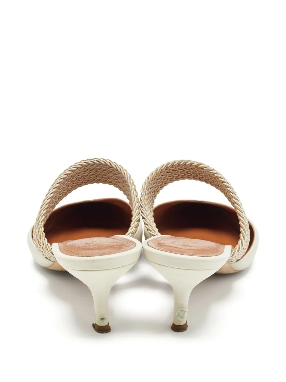 Pre-owned Malone Souliers  60mm Leather Mules In White