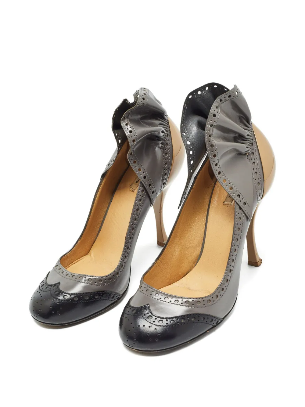 Miu Miu Pre-Owned 95 mm leren pumps met hak - Grijs
