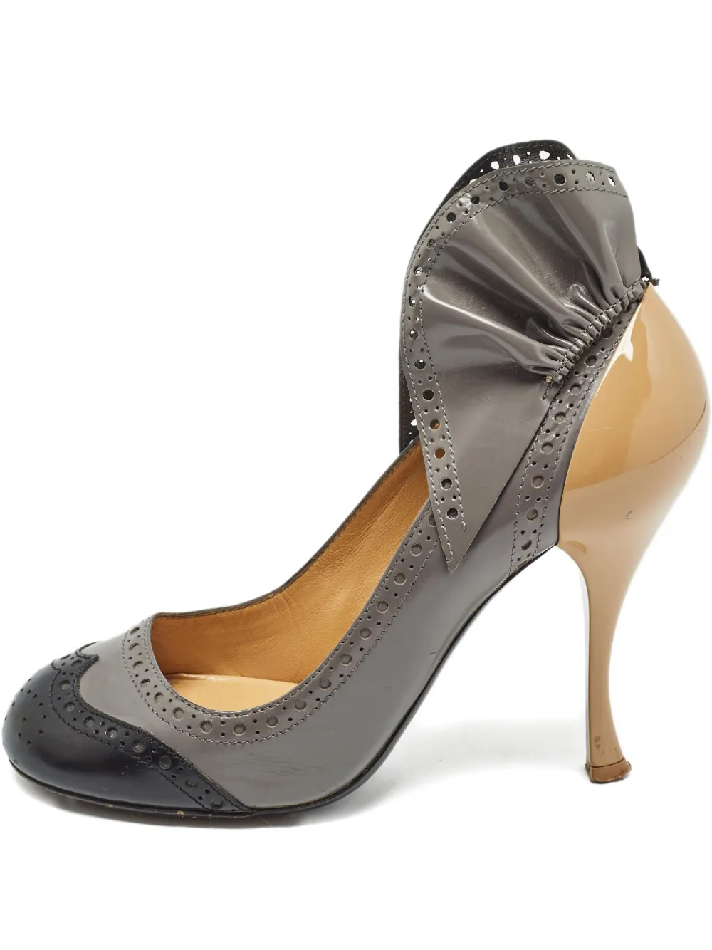 95mm leather heeled pumps