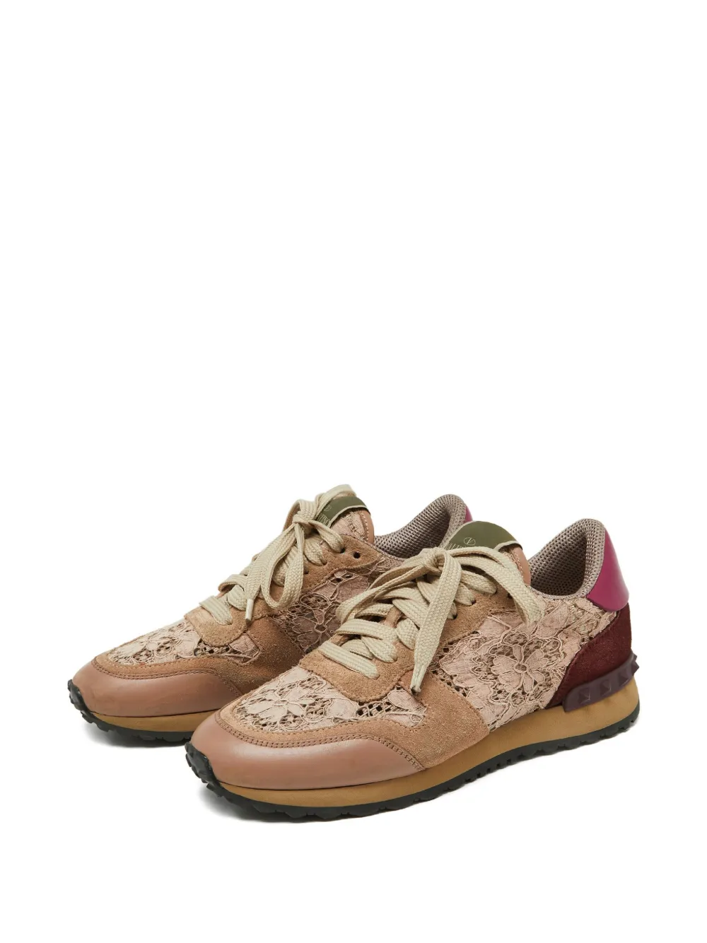 Valentino Garavani Pre-Owned Sneakers met kant - Beige