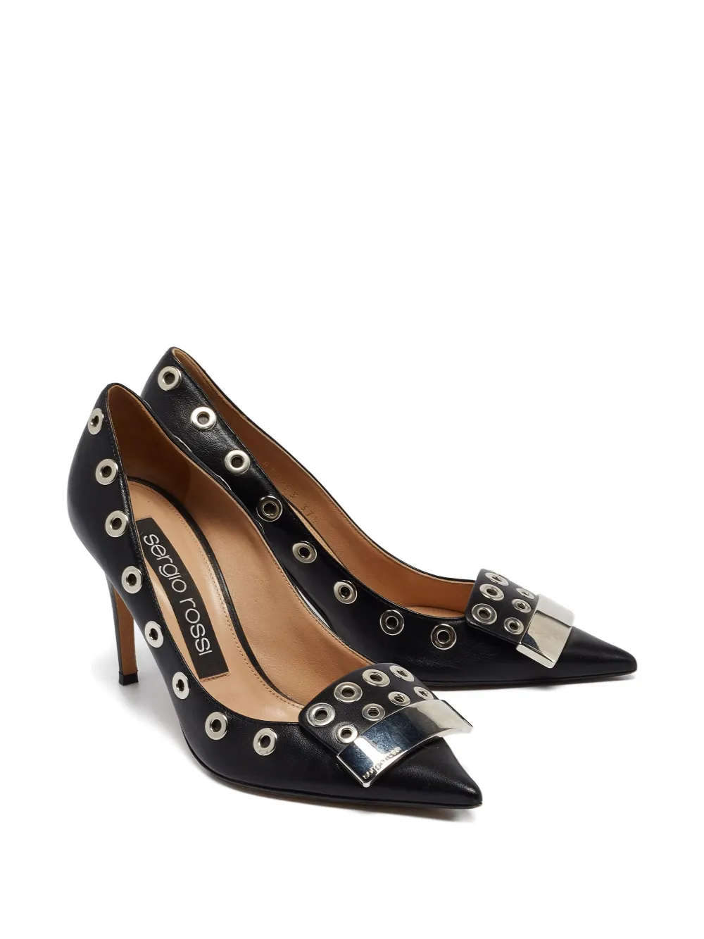 Sergio Rossi Vintage 90 mm pumps verfraaid met ringlets - Zwart