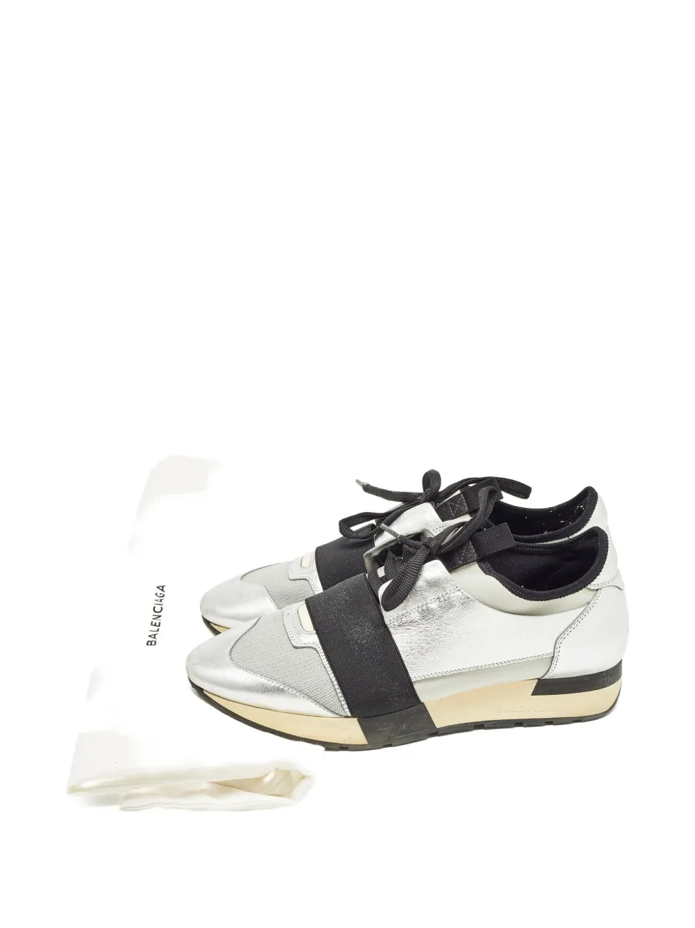 Pre-owned Balenciaga Leather Sneakers In Gray