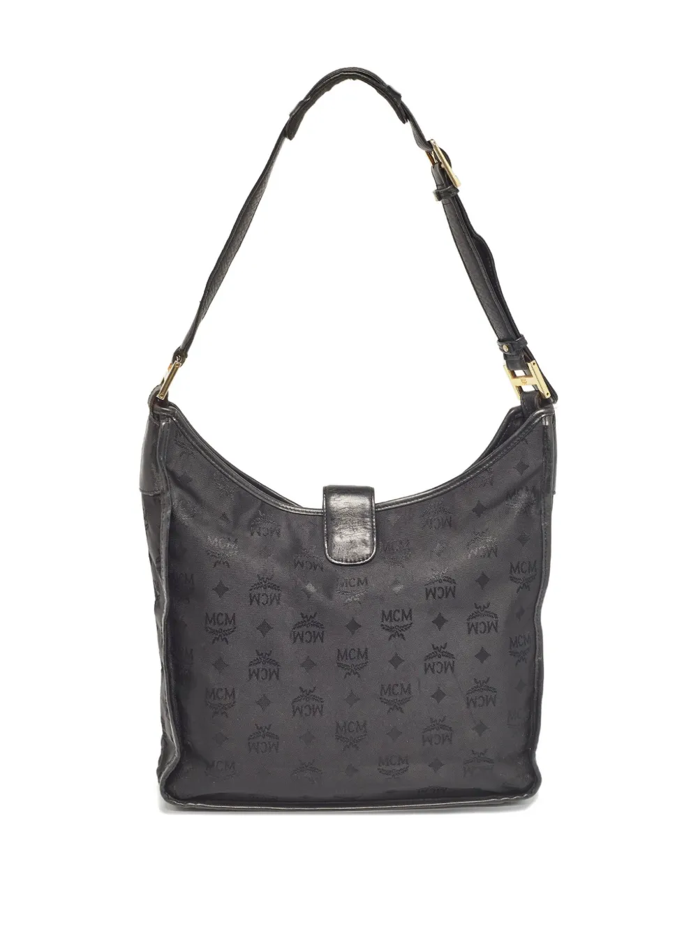 Pre-owned Mcm Monogram-pattern Shoulder Bag In Black