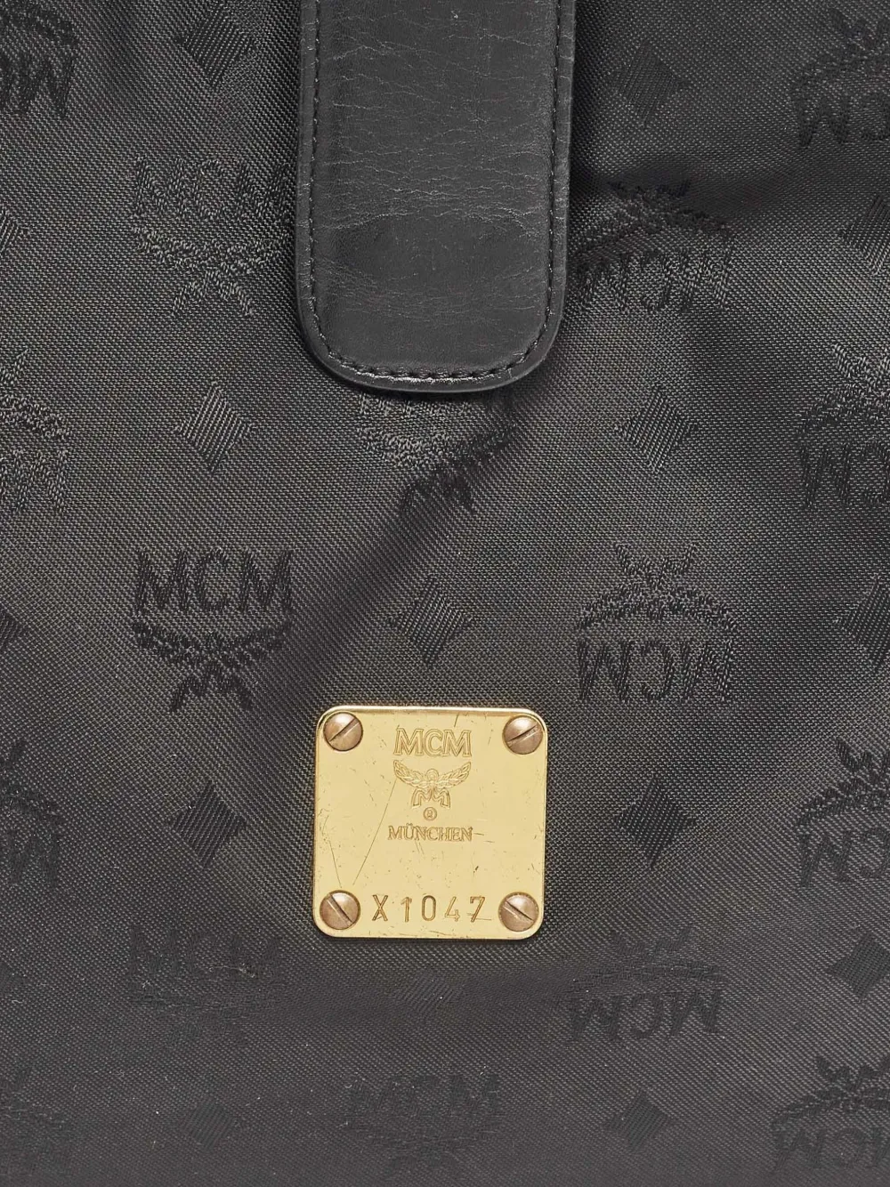 Pre-owned Mcm Monogram-pattern Shoulder Bag In Black