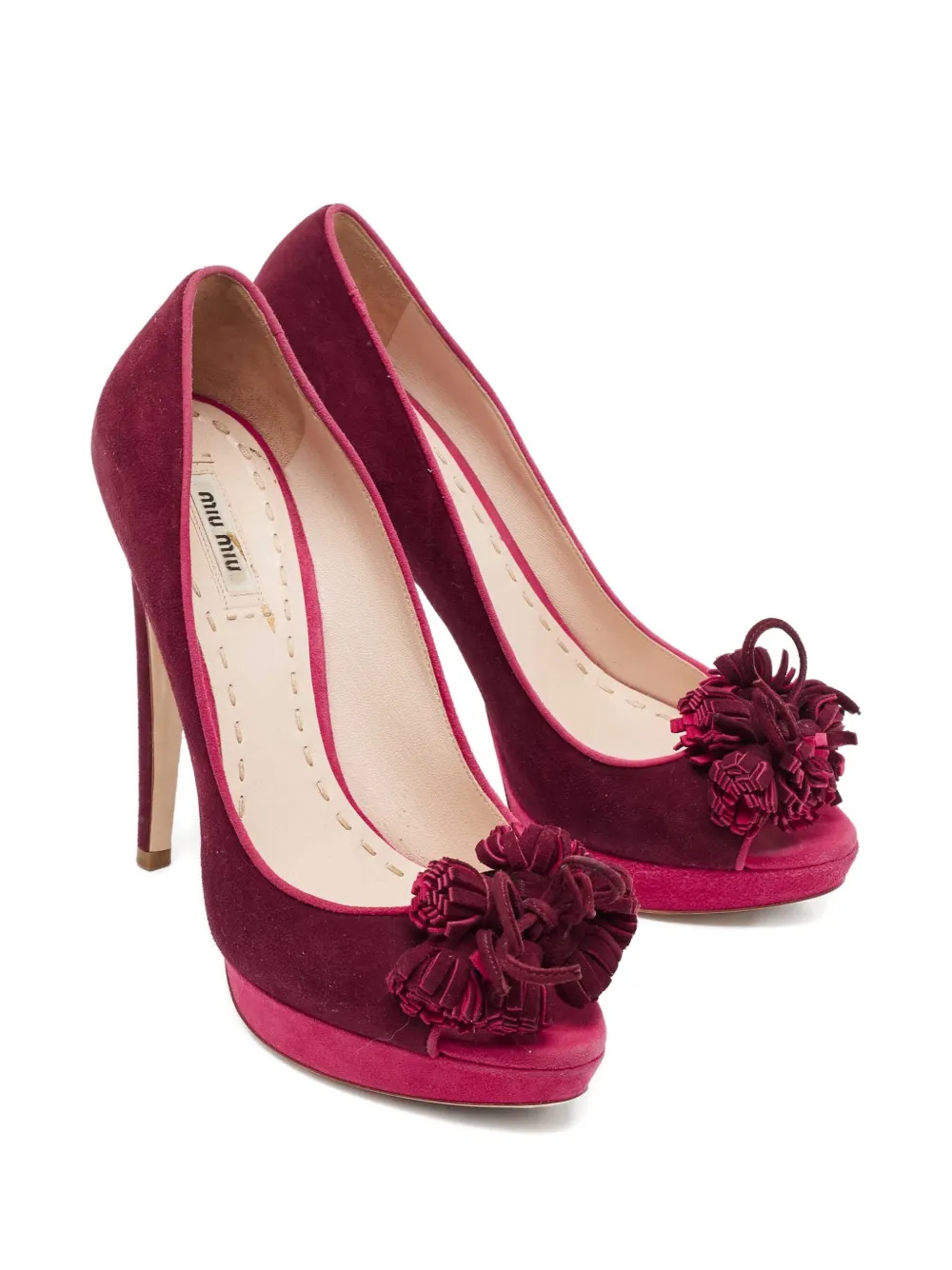 Pre-owned Miu Miu 155mm Leather Heeled Sandals In Red