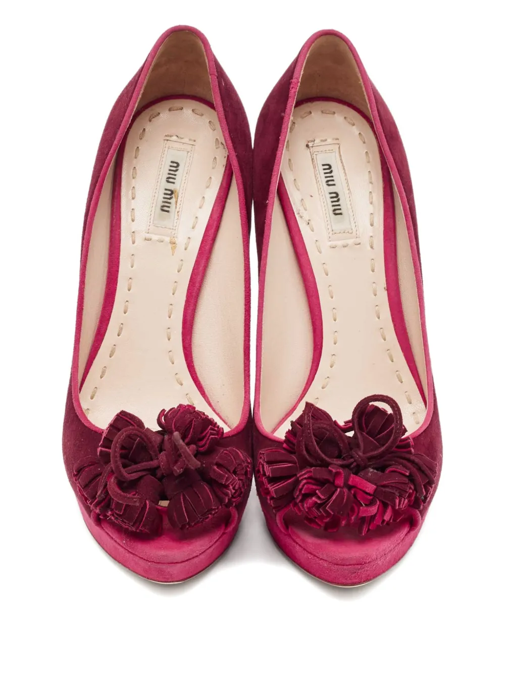 Pre-owned Miu Miu 155mm Leather Heeled Sandals In Red