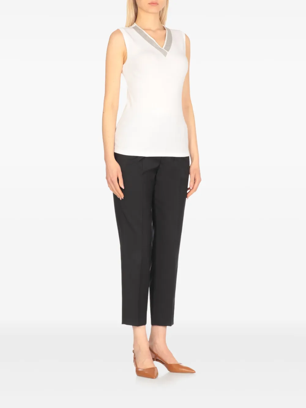 Peserico Tanktop met V-hals Wit