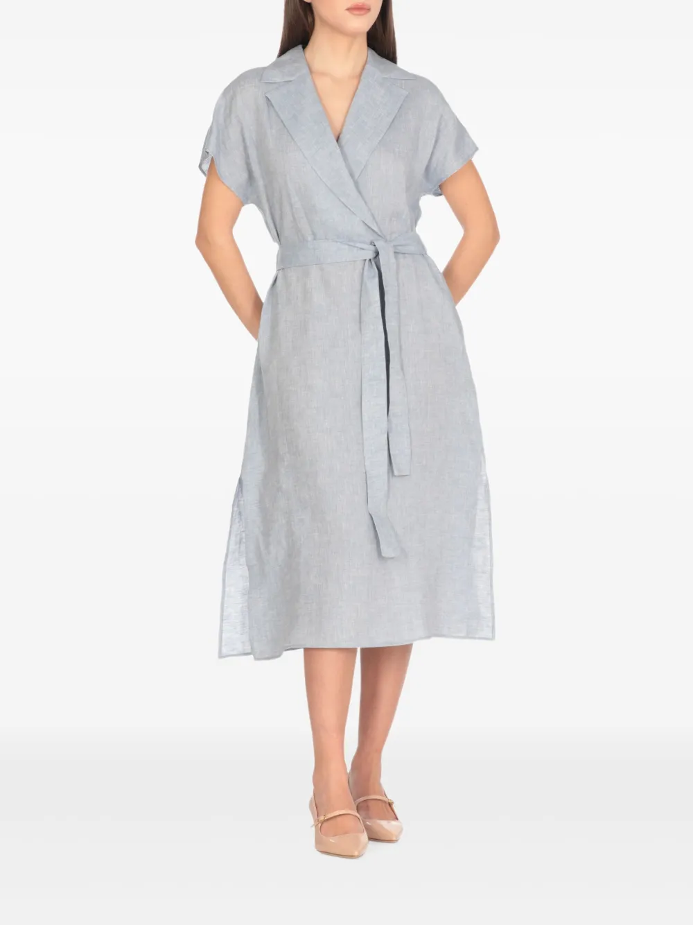 Peserico Midi-jurk met gekerfde kraag - Blauw