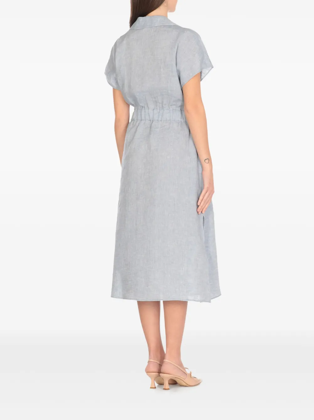 Shop Peserico Notched-collar Midi Dress