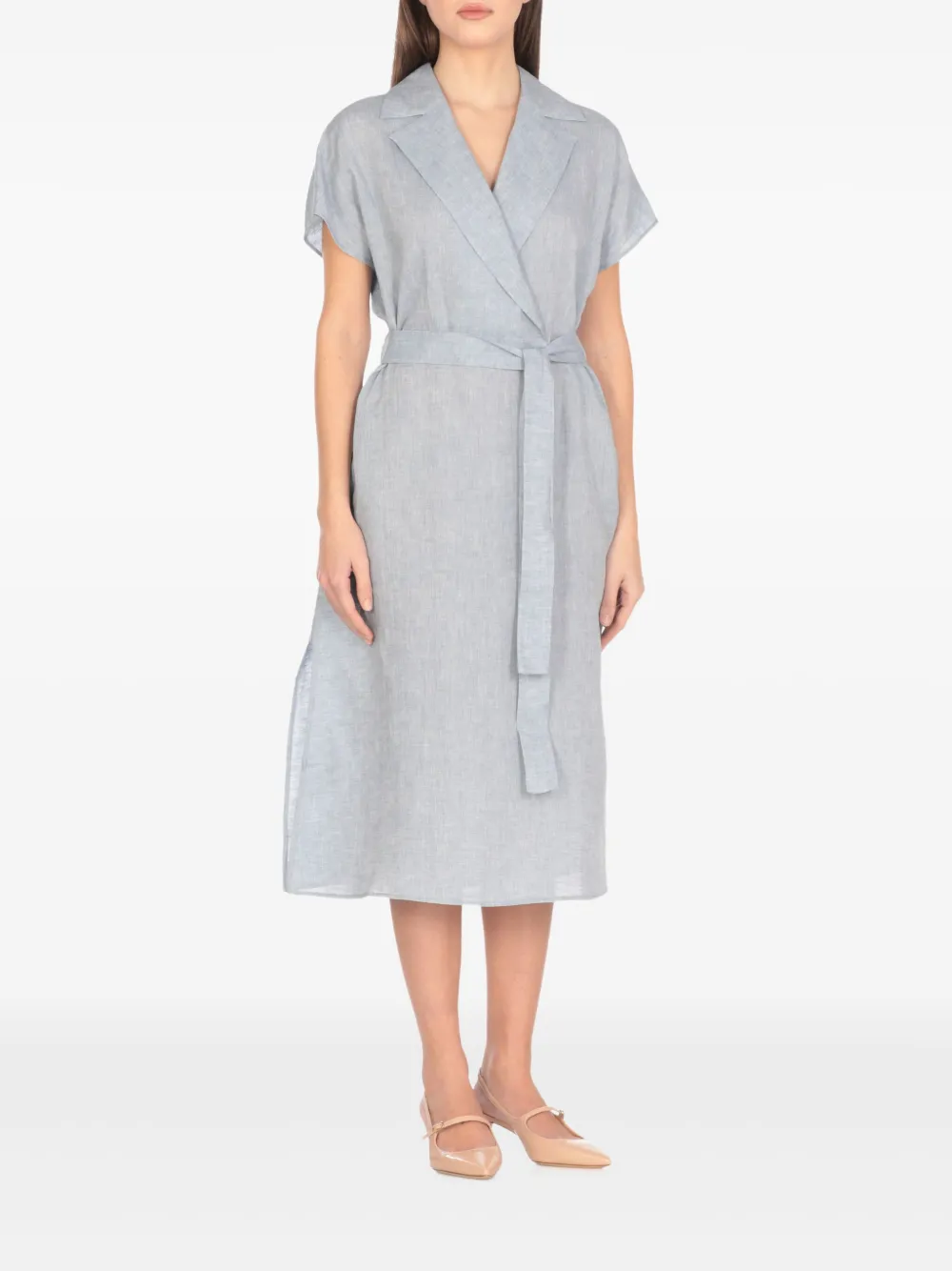 Shop Peserico Notched-collar Midi Dress