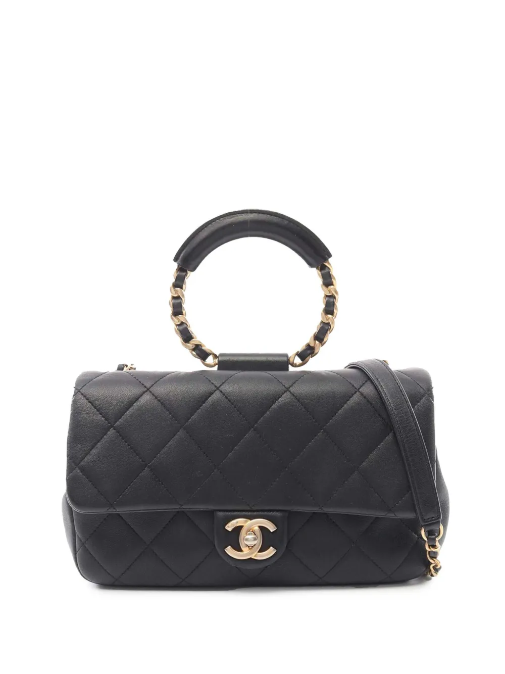 CHANEL Pre-Owned 2019 Medium Lambskin In The Loop Flap satchel - ブラック CHANEL Pre-Owned 2019 Medium Lambskin In The Loop Flap satchel - ブラック