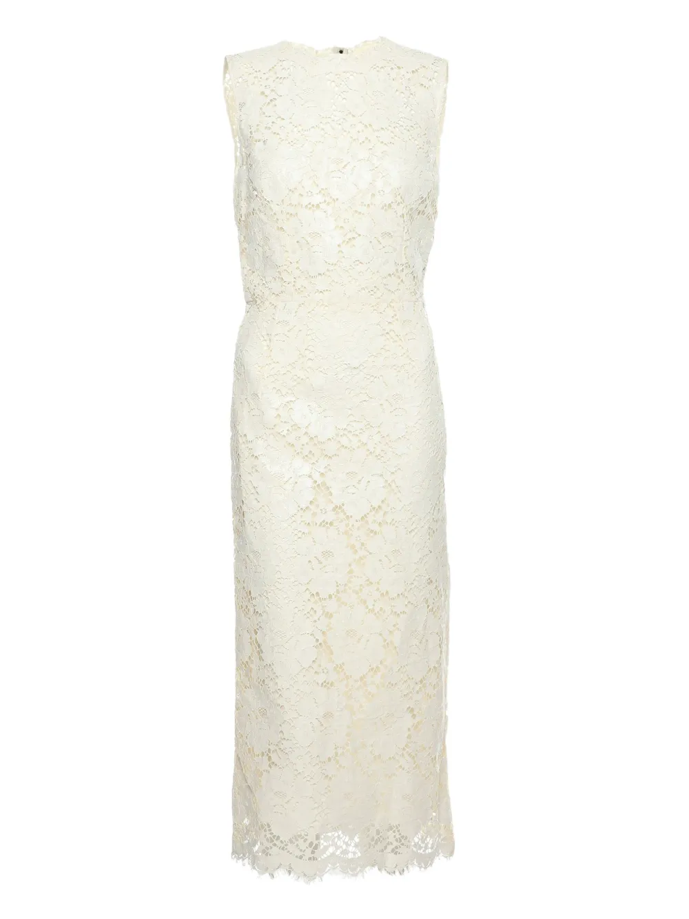 Dolce & Gabbana Pre-Owned lace-overlay midi dress - Neutrals