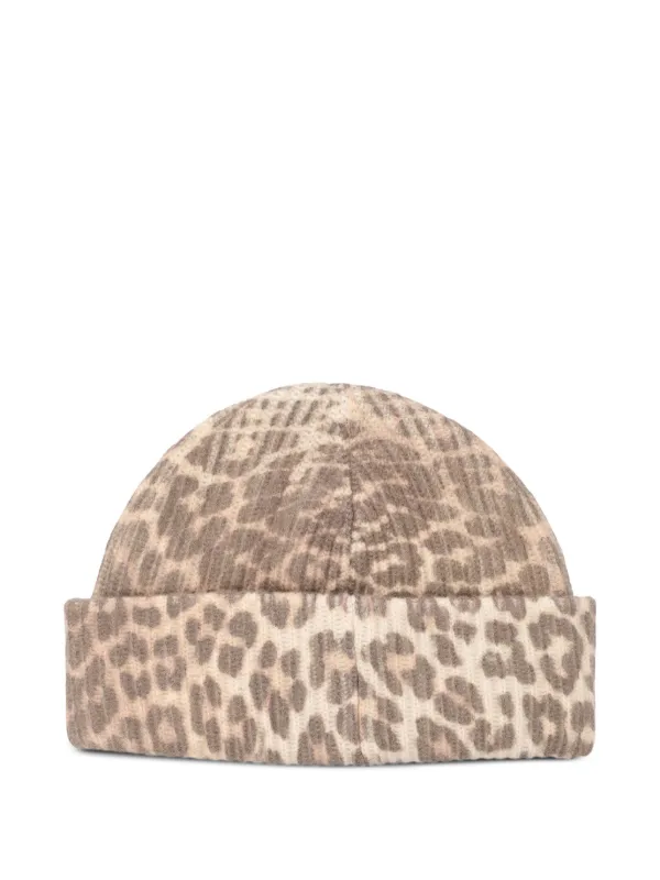 GANNI leopard-print Beanie | Neutrals | FARFETCH
