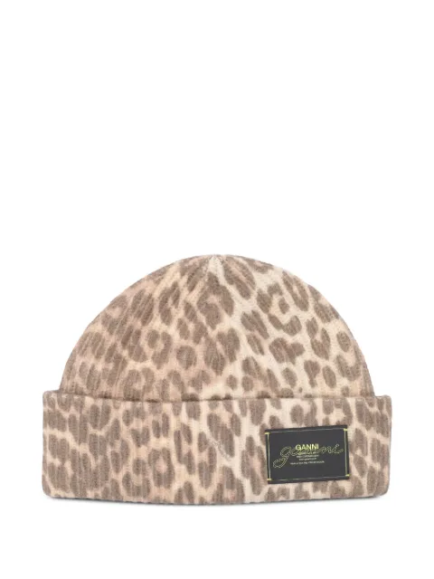 GANNI leopard-print beanie