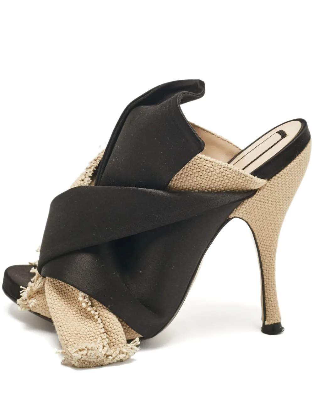 Nº21 pre-owned 100mm frayed cross-strap sandals | Black | Image 1