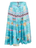 Moschino Pre-Owned menu-print flared skirt - Blue