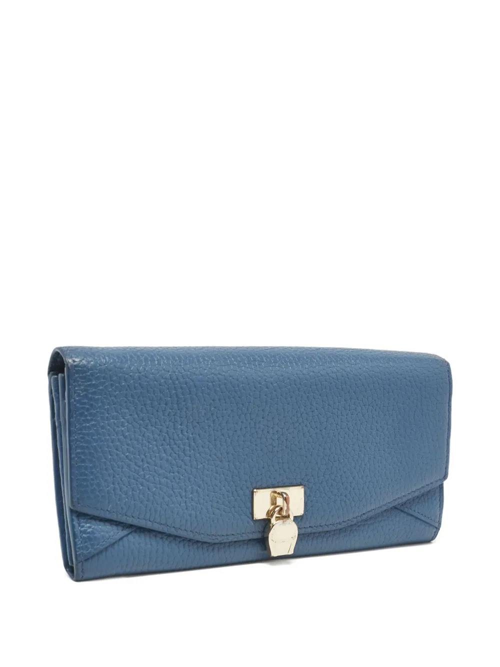 Pre-owned Aigner Vintage Textured Flap Wallet In Blue