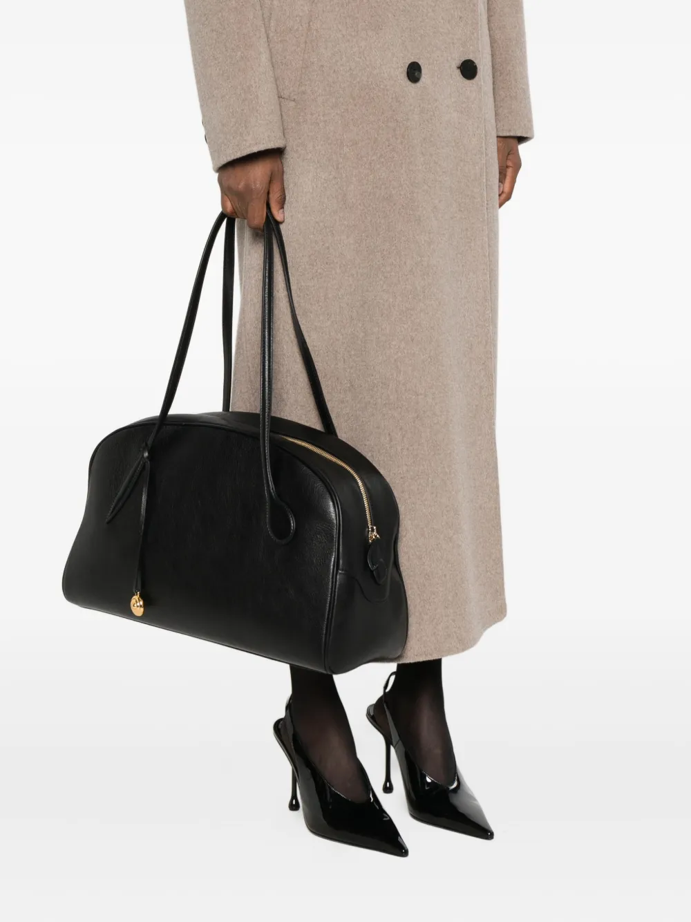 Liffner leather shoulder bag - Zwart