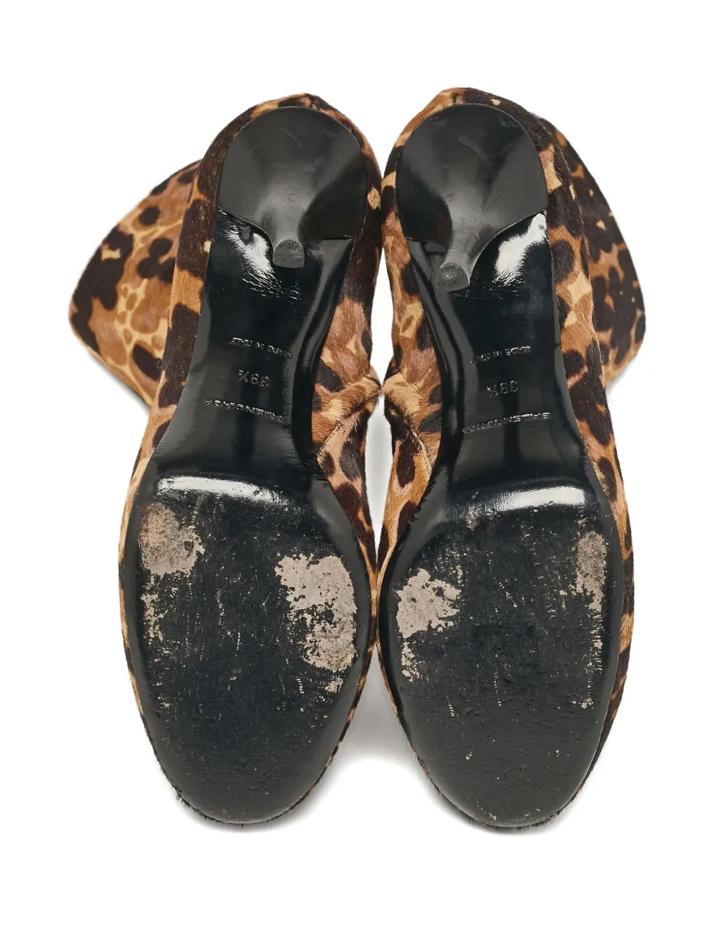 Pre-owned Balenciaga 110mm Leopard-print Ankle Boots In Brown