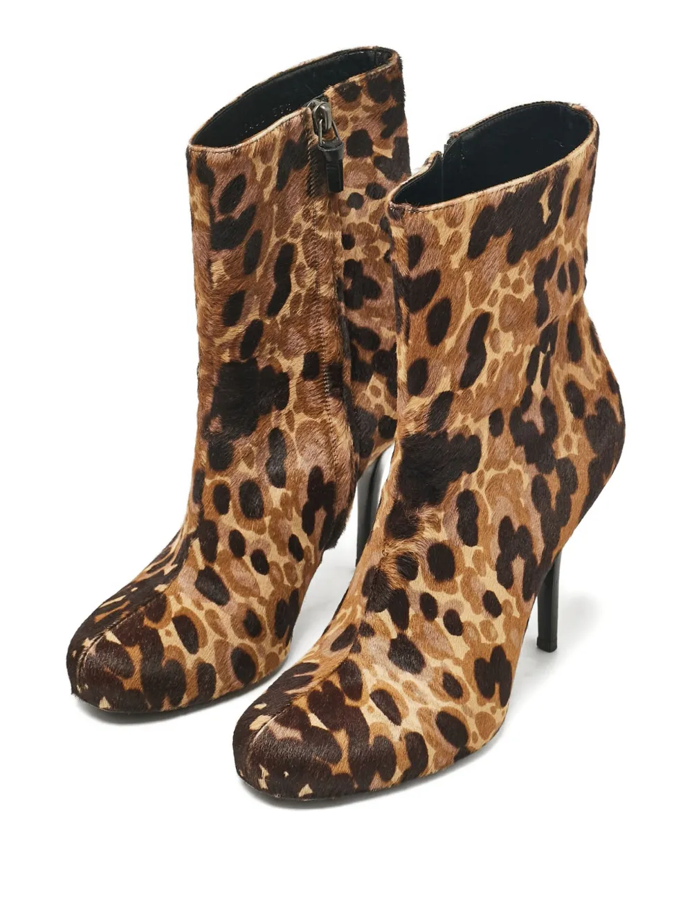 Pre-owned Balenciaga 110mm Leopard-print Ankle Boots In Brown