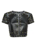 alice + olivia leather top - Black
