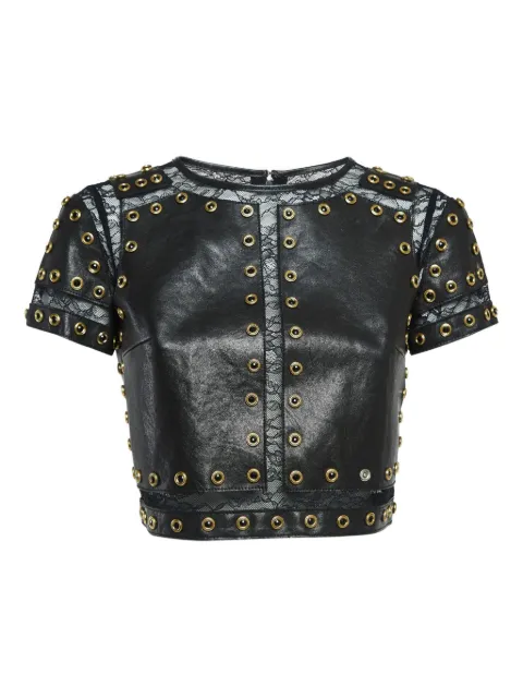 alice + olivia leather top