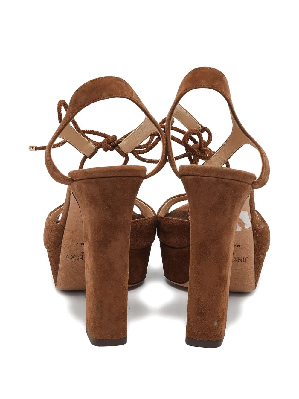 Jimmy Choo Pre-Owned 100 mm sandalen met blokhak en plateauzool - Bruin