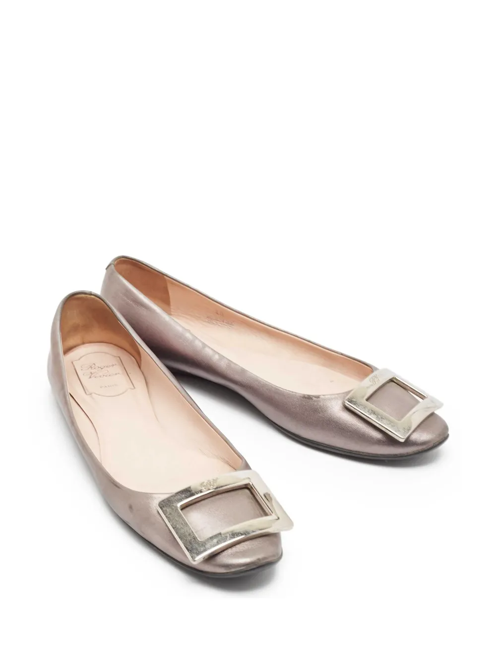 Roger Vivier Vintage Gommettine metallic leren ballerina's - Zilver