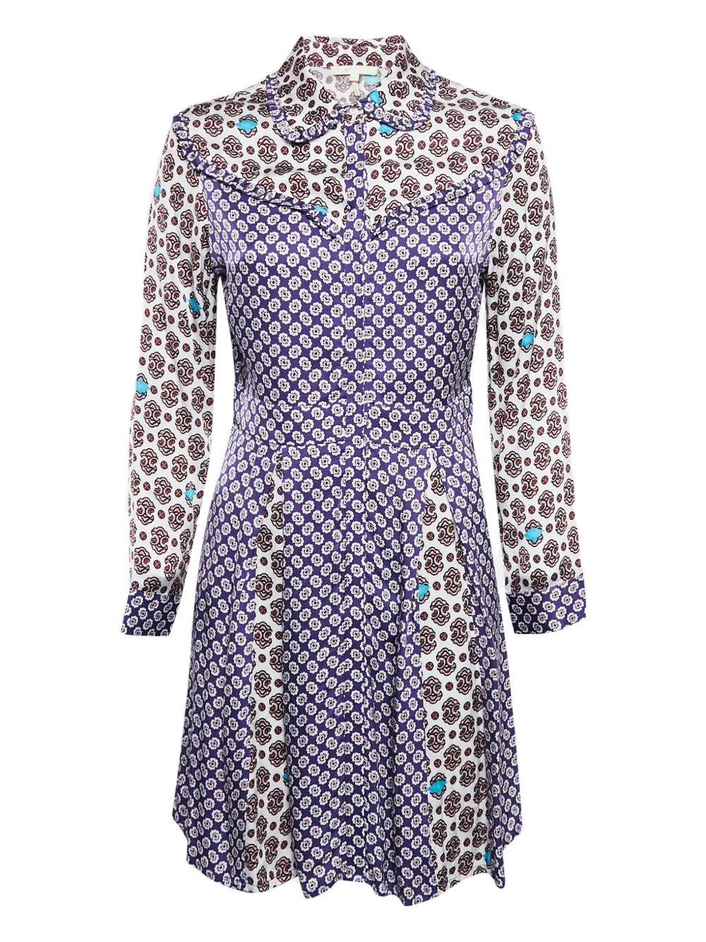 MAJE Pre-owned Floral-print Shirt Mini Dress In Purple