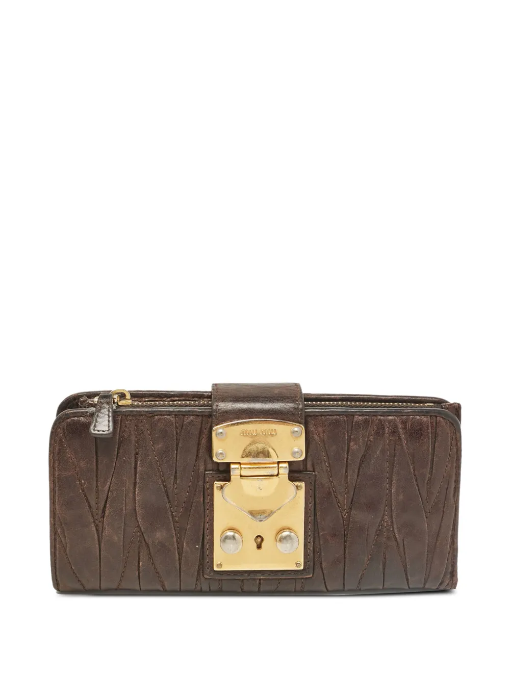 Miu Miu Pre-Owned matelassé leather wallet | Brown | Image 1